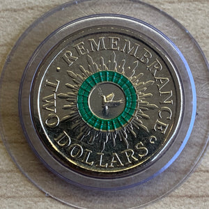 2014 Remembrance Day $2 'C' Mintmark Coloured Uncirculated Coin