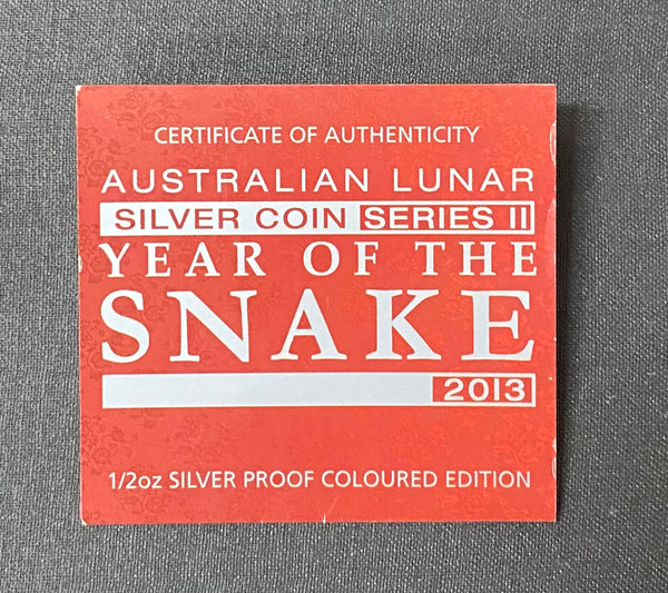 2013 Perth Mint Series II Lunar New Year of the Snake 1/2oz Silver Coloured Coin