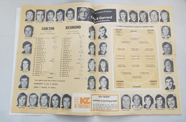1972 VFL Grand Final Football Record Carlton v Richmond