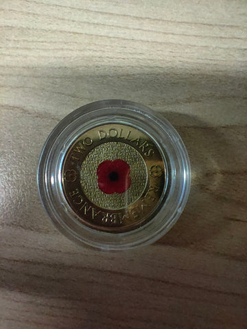 2012 Remembrance Day $2 Coloured Uncirculated Coin No Mintmark