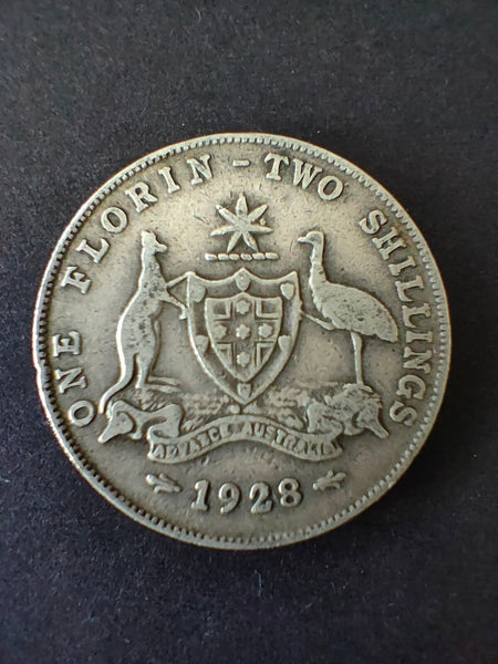Australia 1928  2/- Florin Silver Coin Fine Condition