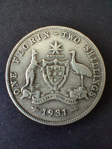 Australia 1931 2/- Florin Silver Coin Fine Condition