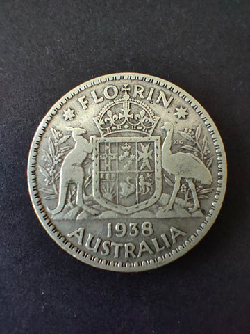 Australia 1938 2/- Florin Silver Coin Fine Condition