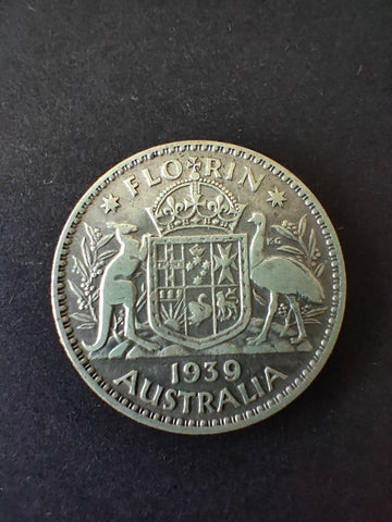Australia 1939 2/- Florin Silver Coin Fine Condition