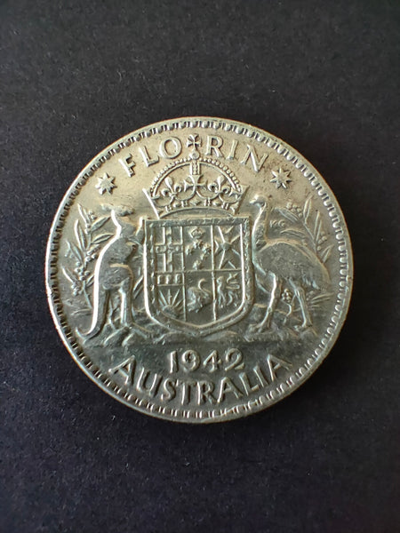 Australia 1942 2/-Florin Silver Coin Fine Condition
