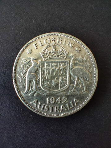 Australia 1942 2/-Florin Silver Coin Fine Condition