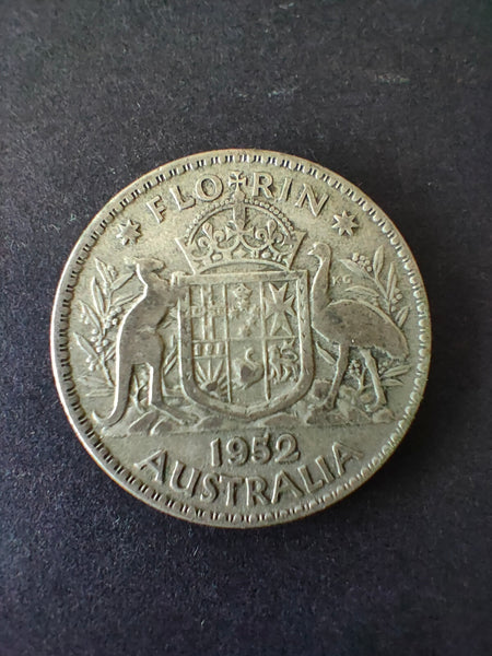 Australia 1952 2/- Florin Silver Coin Fine Condition