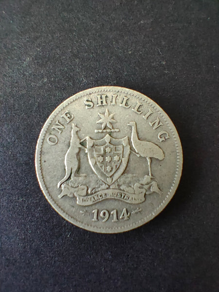 Australia 1914 1/- One Shilling Silver Coin Very Good Condition