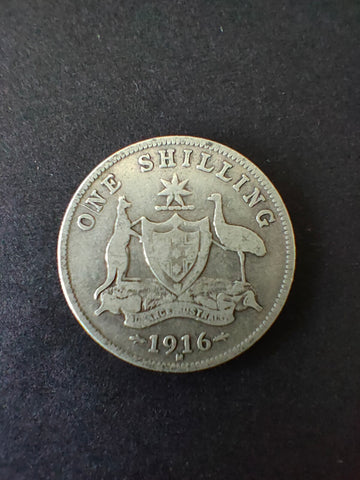 Australia 1916 1/- One Shilling Silver Coin Fine Condition