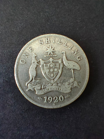 Australia 1920 1/- One Shilling Silver Coin Very Good Condition