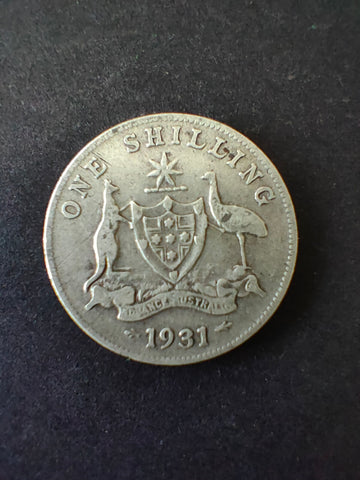 Australia 1931 1/- One Shilling silver coin Fine Condition