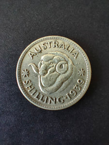 Australia 1939 1/- One Shilling silver coin Fine Condition