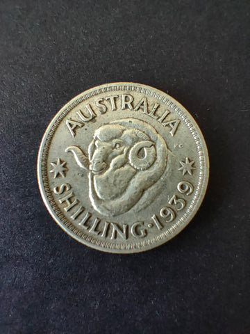 Australia 1939 1/- One Shilling silver coin Fine Condition