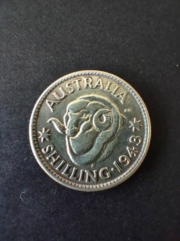 Australia 1943 1/- One Shilling silver coin Very Fine Condition