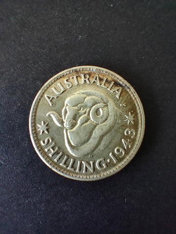 Australia 1943S San Francisco mintmark 1/- One Shilling silver coin Very Fine Condition