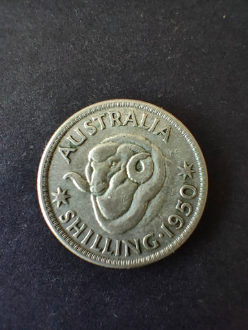 Australia 1950 1/- One Shilling silver coin Fine Condition
