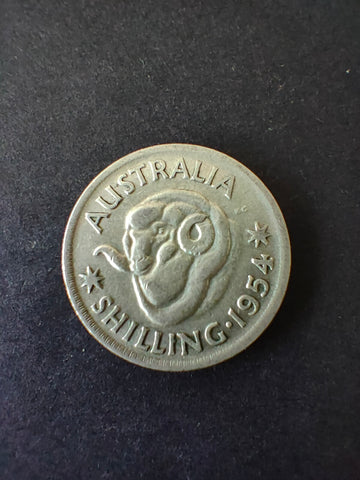 Australia 1954 1/- One Shilling silver coin Fine Condition