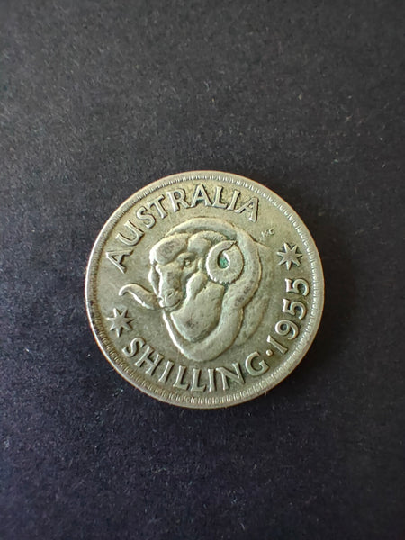 Australia 1955 1/- One Shilling silver coin Fine Condition