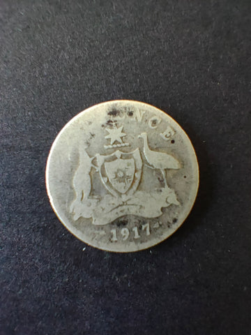 Australia 1917 6d Sixpence Silver Coin Fine Condition