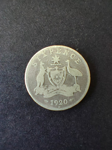 Australia 1920 6d Sixpence Silver Coin Very Good Condition