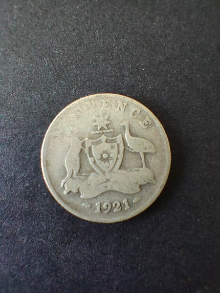 Australia 1921 6d Sixpence Silver Coin Very Good Condition