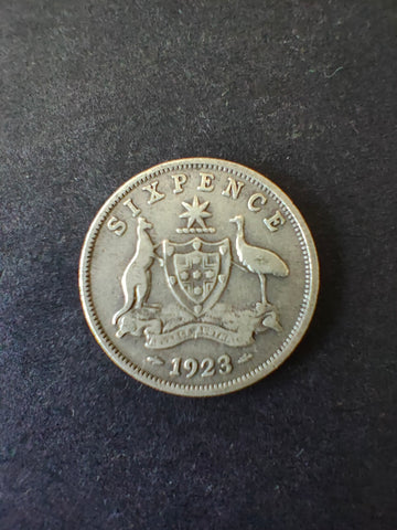 Australia 1923 6d Sixpence Silver Coin Very Good Condition