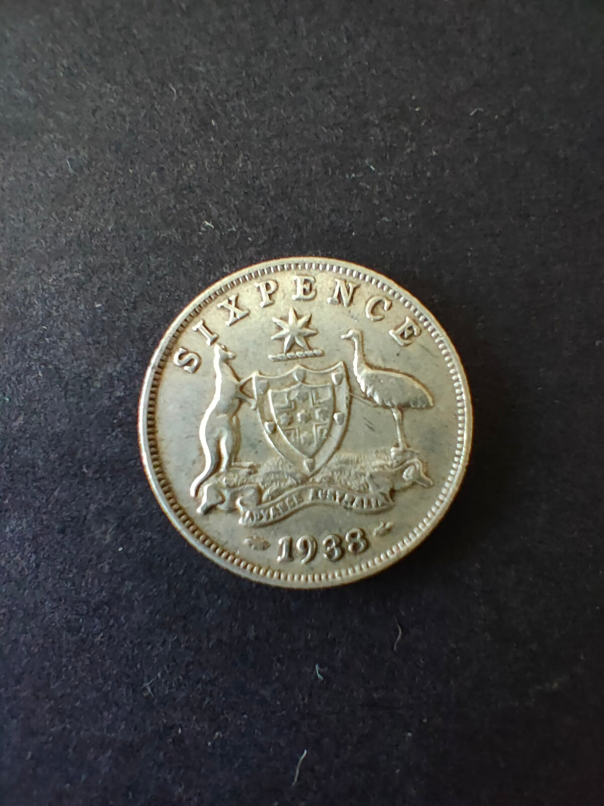 Australia 1938 6d Sixpence Silver Coin Fine Condition