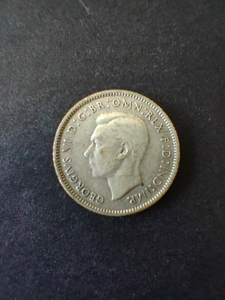 Australia 1942D Sixpence 6d Silver Coin Fine Condition. Denver Mint