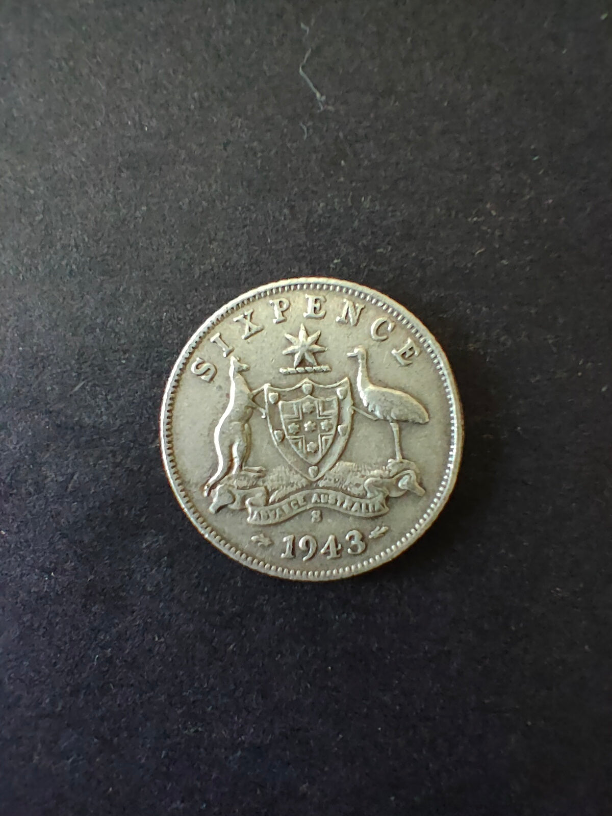 Australia 1943S 6d Sixpence Silver Coin Fine Condition. San Francisco Mint