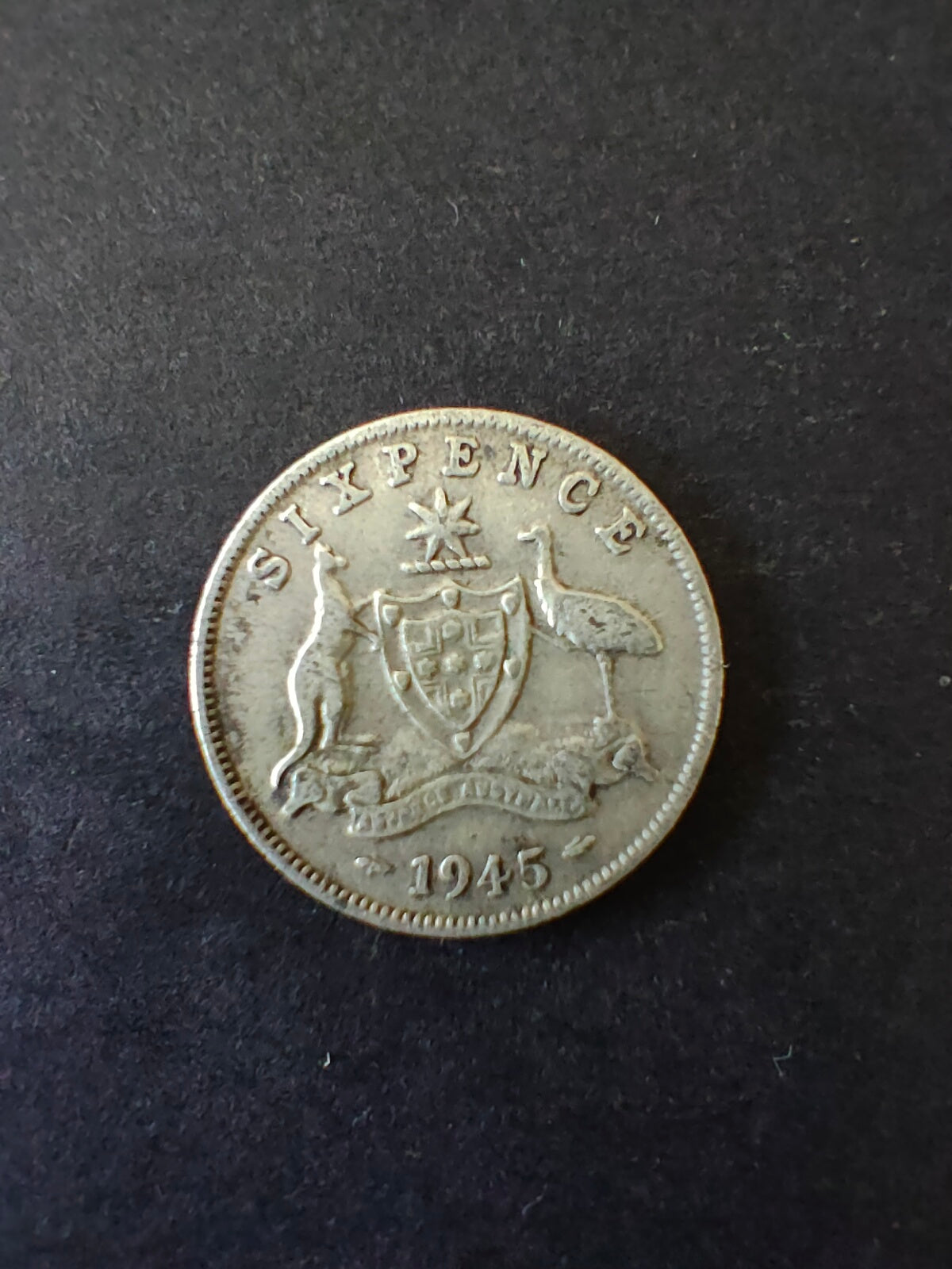 Australia 1945 6d Sixpence Silver Coin Fine Condition
