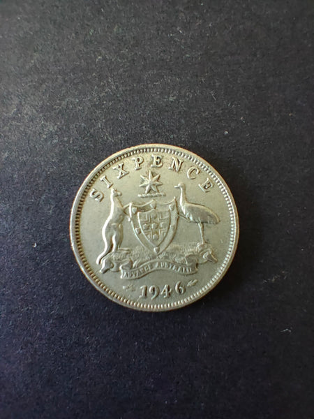 Australia 1946 6d Sixpence Silver Coin Fine Condition