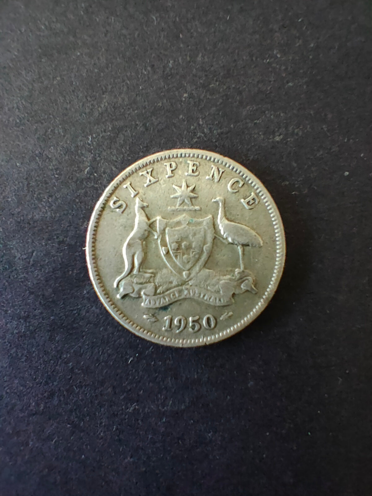 Australia 1950 6d Sixpence Silver Coin Fine Condition