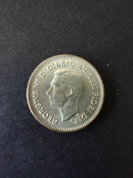 Australia 1951 PL 6d Sixpence Silver Coin Fine Condition. London Mint