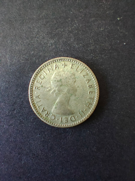 Australia 1953 6d Sixpence Silver Coin Fine Condition