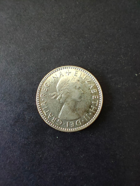 Australia 1954 6d Sixpence Silver Coin Fine Condition