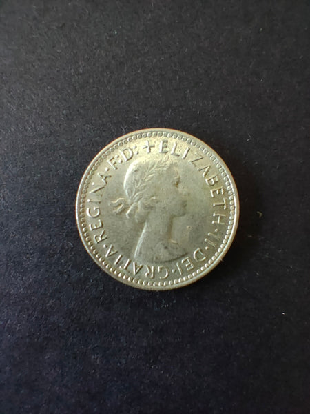 Australia 1957 6d Sixpence Silver Coin Fine Condition