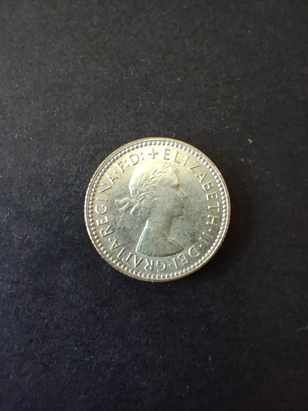 Australia 1959 6d Sixpence Silver Coin Fine Condition