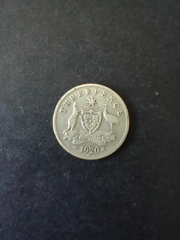 Australia 1920 3d Threepence Silver Coin Fine Condition