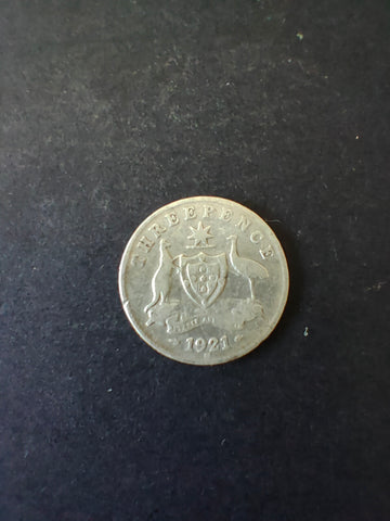 Australia 1921M 3d Threepence Silver Coin Fine Condition, Melbourne Mint