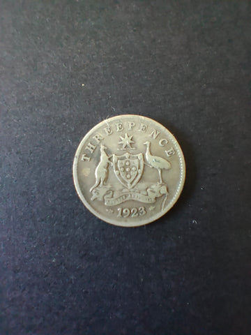 Australia 1923 3d Threepence Silver Coin Fine Condition