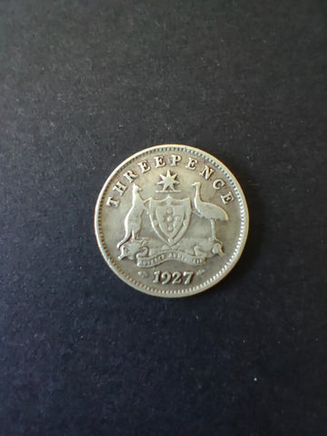 Australia 1927 3d Threepence Silver Coin Fine Condition