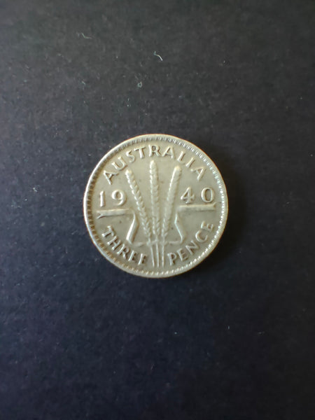 Australia 1940 3d Threepence Silver Coin Fine Condition