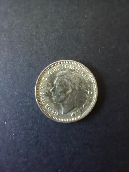 Australia 1942D 3d Threepence Silver Coin Fine Condition.  Denver Mint