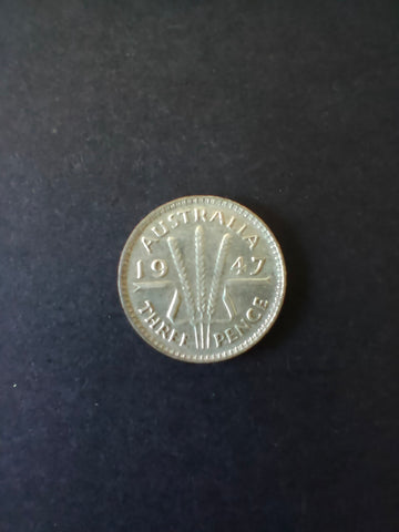 Australia 1947 3d Threepence Silver Coin Fine Condition