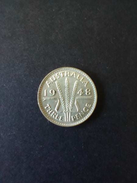 Australia 1948 3d Threepence Silver Coin Fine Condition