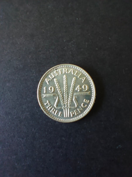 Australia 1949 3d Threepence Silver Coin Fine Condition
