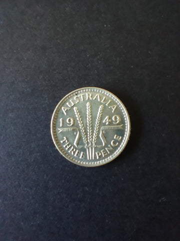 Australia 1949 3d Threepence Silver Coin Fine Condition