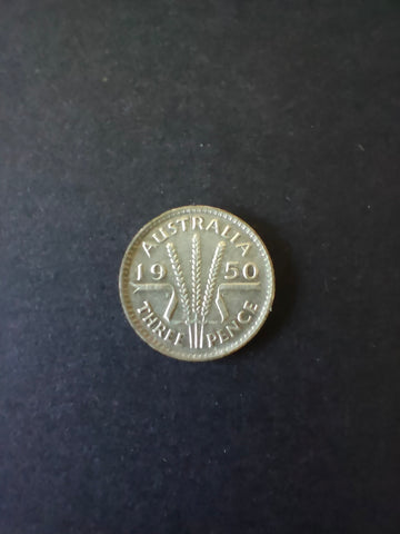 Australia 1950 3d Threepence Silver Coin Fine Condition