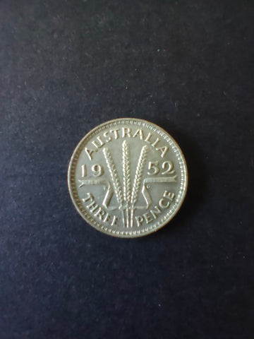 Australia 1952 3d Threepence Silver Coin Fine Condition