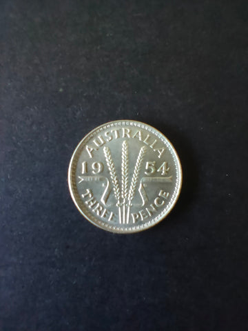 Australia 1954 3d Threepence Silver Coin Very Fine Condition